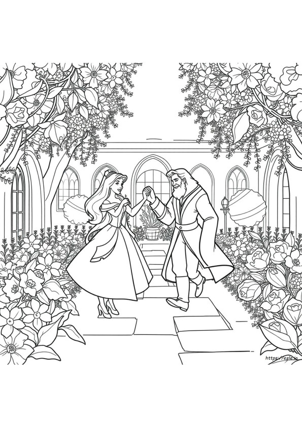 Beauty And The Beast Dancing Coloring Pages