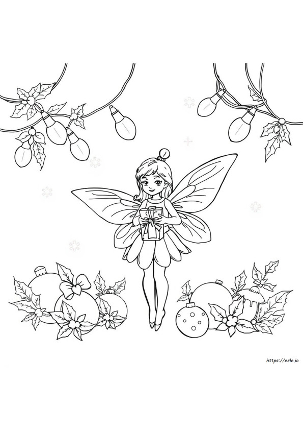 Christmas Fairy Colouring Page