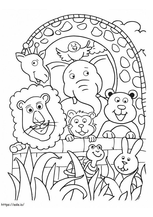 Group Of Animals In The Zoo coloring page