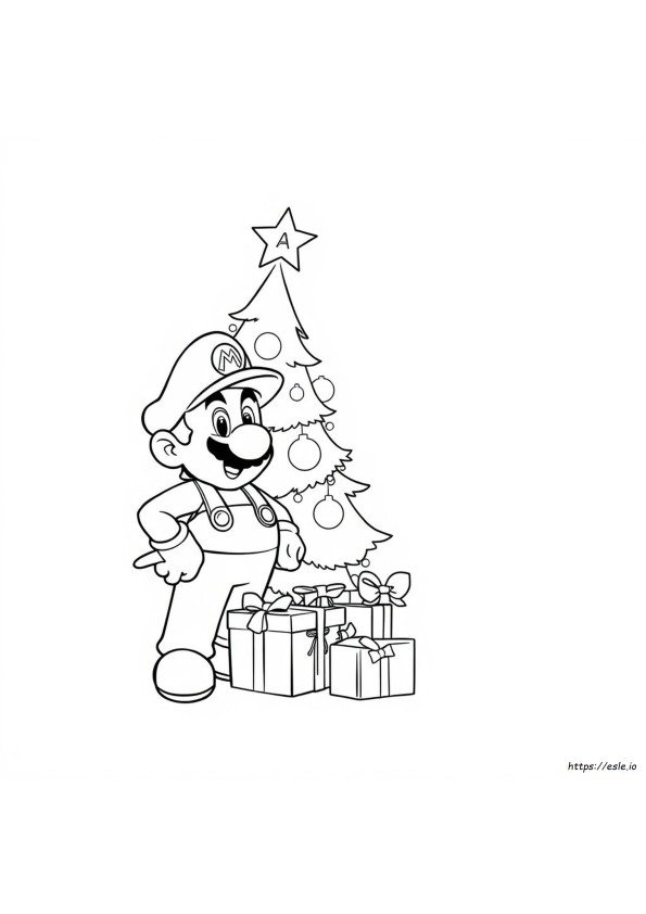 Mario Christmas Colouring In