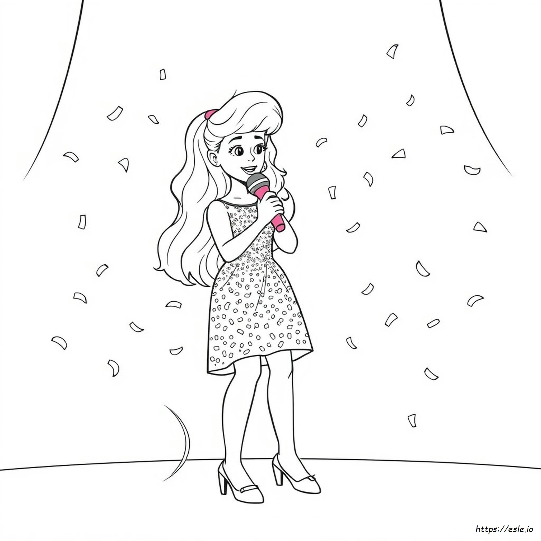 ピンクの歌手 ぬりえ