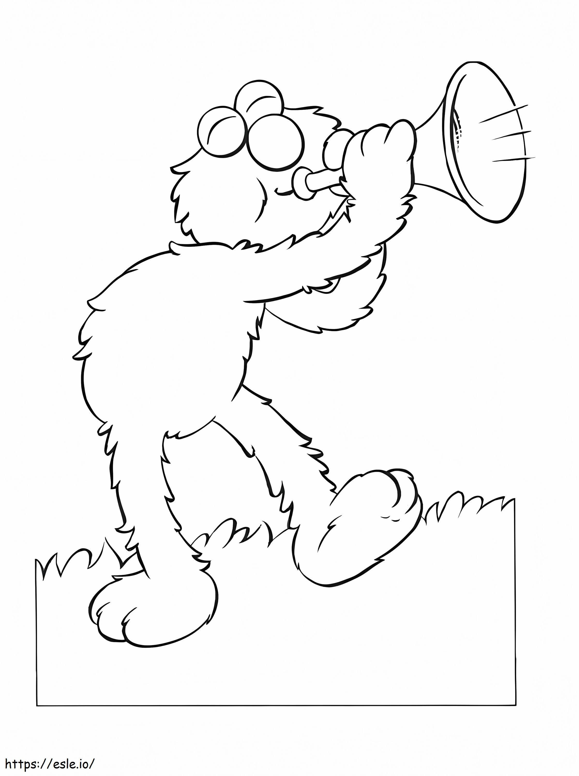 Elmo tocando trompete para colorir