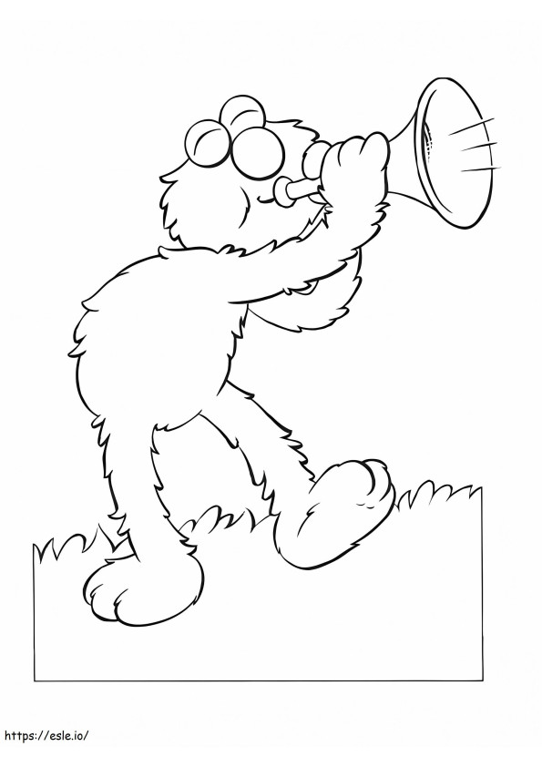Coloriage Elmo soufflant de la trompette à imprimer dessin