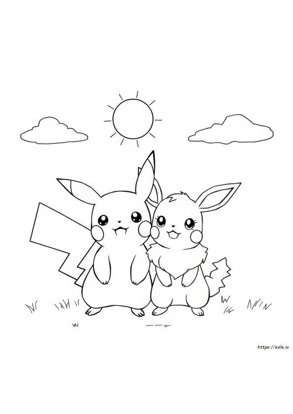 Pikachu Dan Eevee Gambar Mewarnai