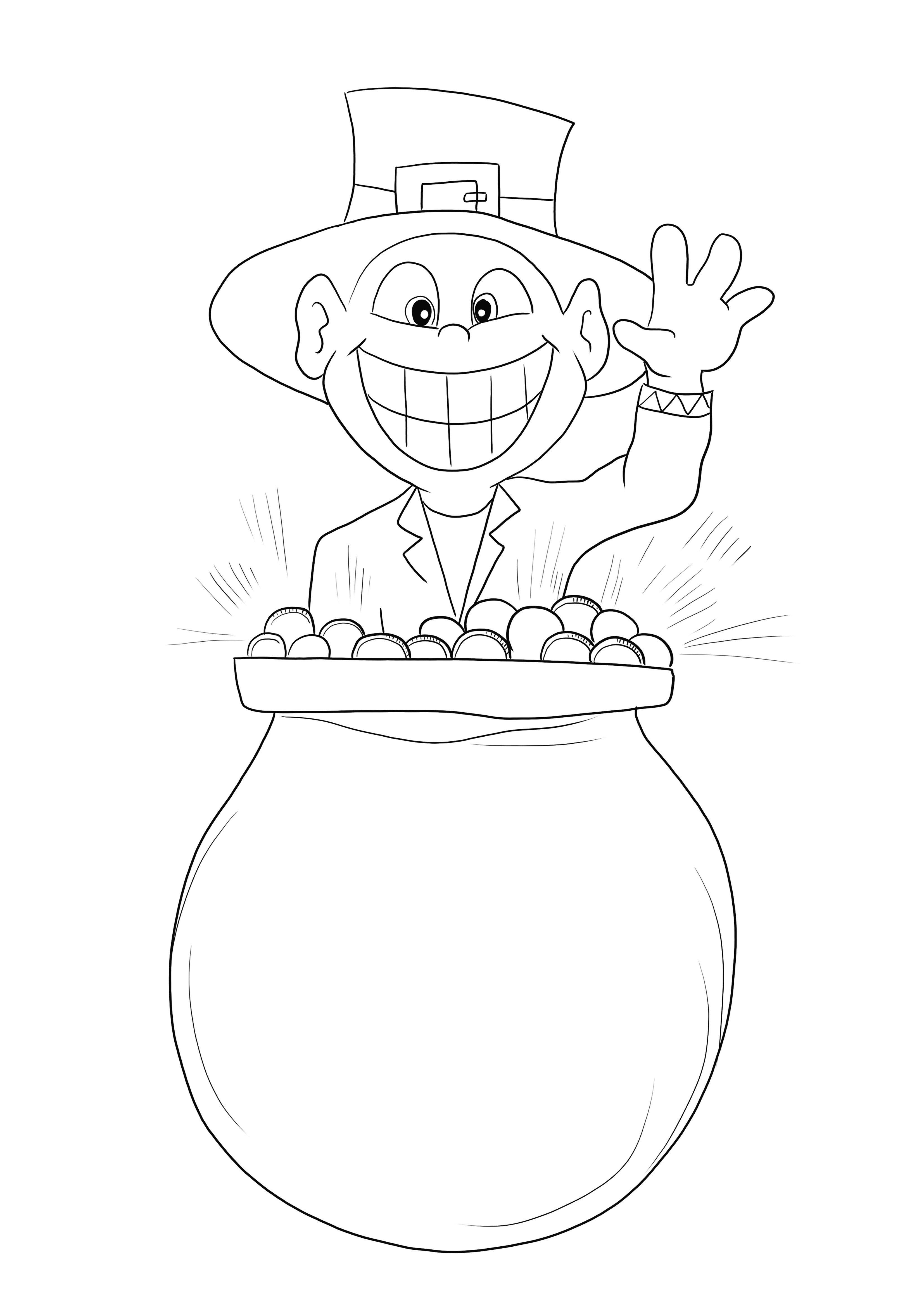 Our free printable coloring image of the Pot of Gold is ready to be colored