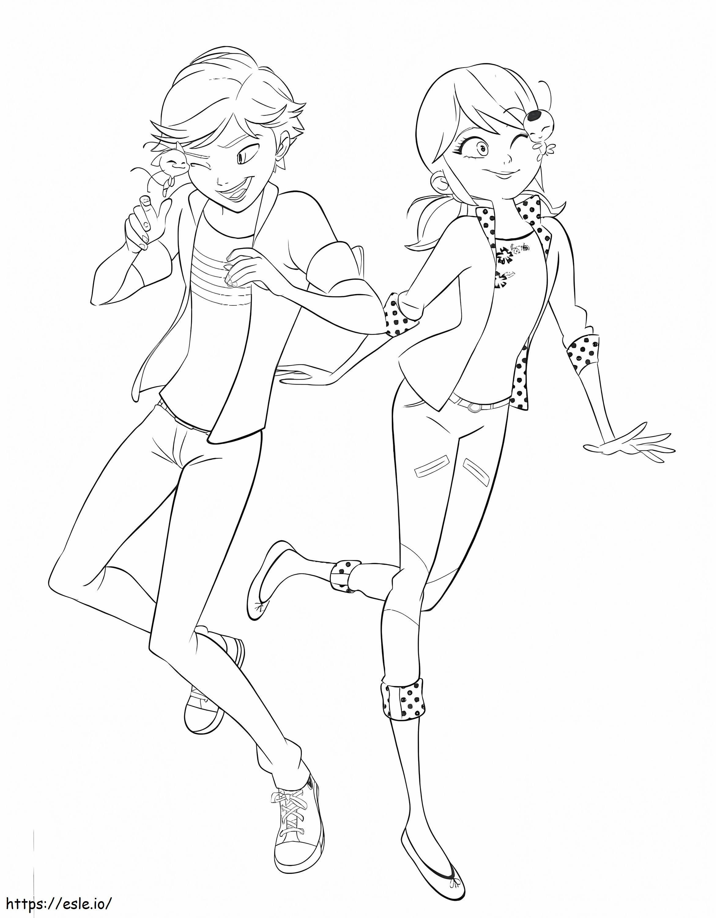 Ladybug And Cat Noir Happy coloring page