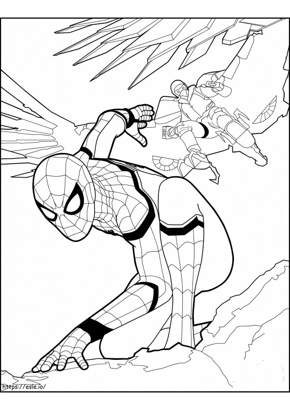 Coloriage  Page sensationnelle des méchants Spiderman du nouveau film Homecoming 792X1024 1 à imprimer dessin