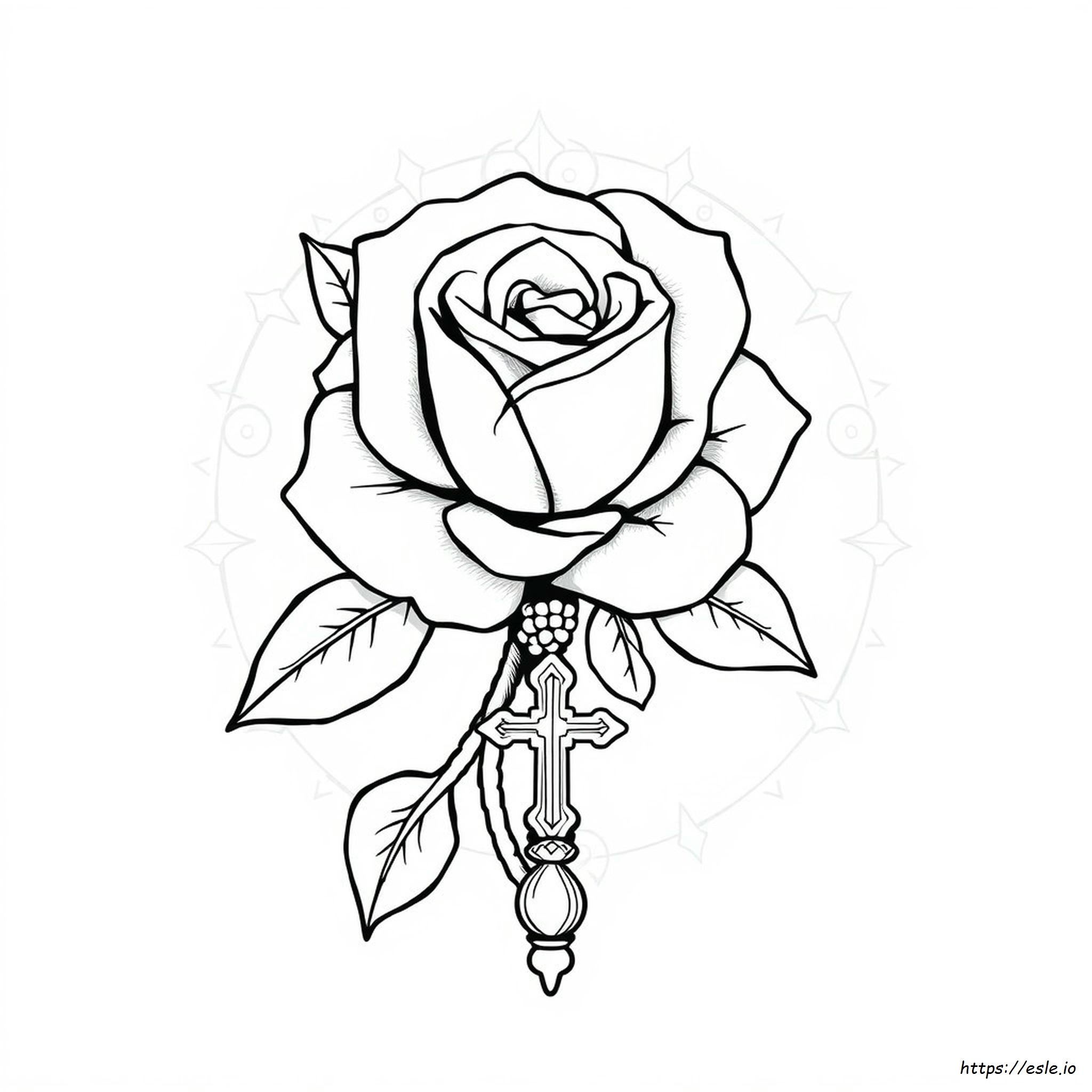 Rosario Y Rosa Para Colorear De Tatuajes