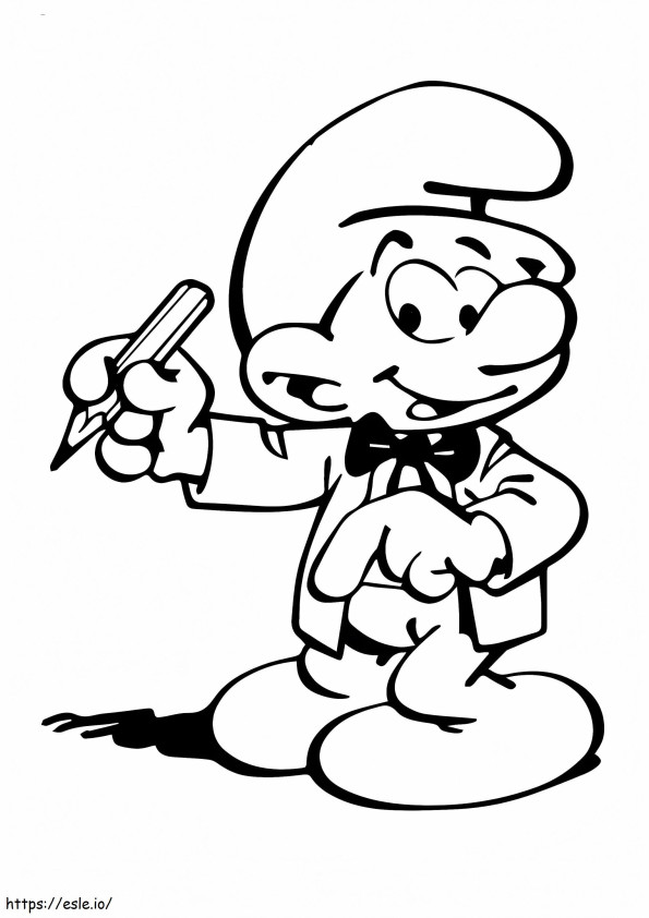 A Funny Smurf Coloring Pen A4 coloring page