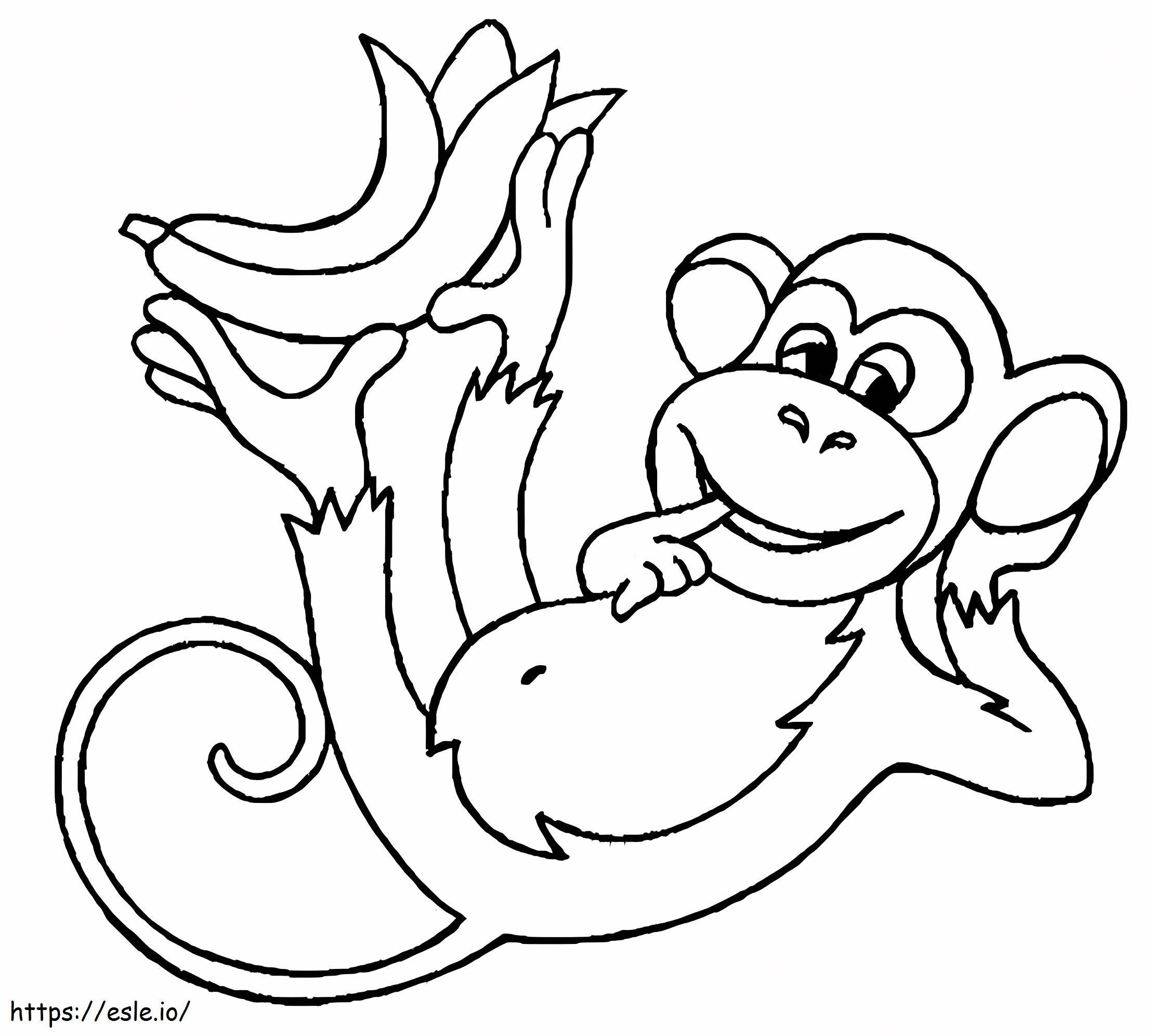 バナナと面白い猿 ぬりえ - 塗り絵