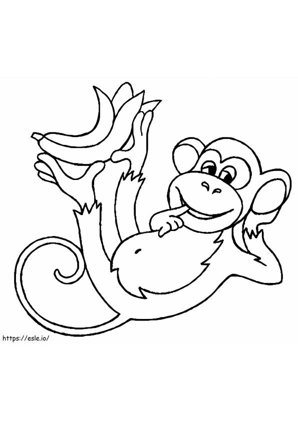 Mono divertido con plátano para colorear