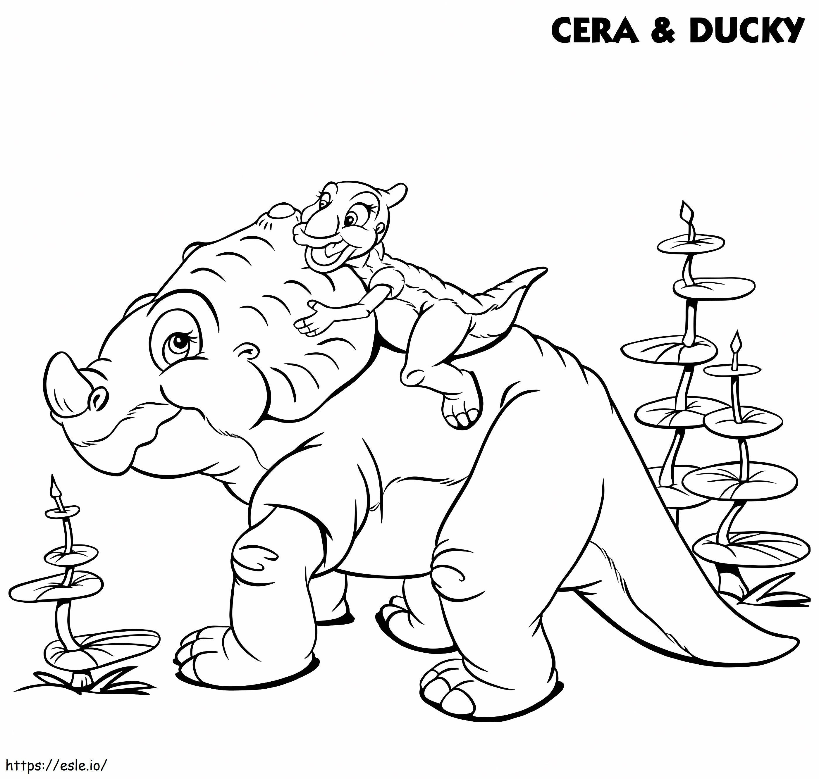 Coloriage Cera et Ducky Land avant l'heure à imprimer dessin