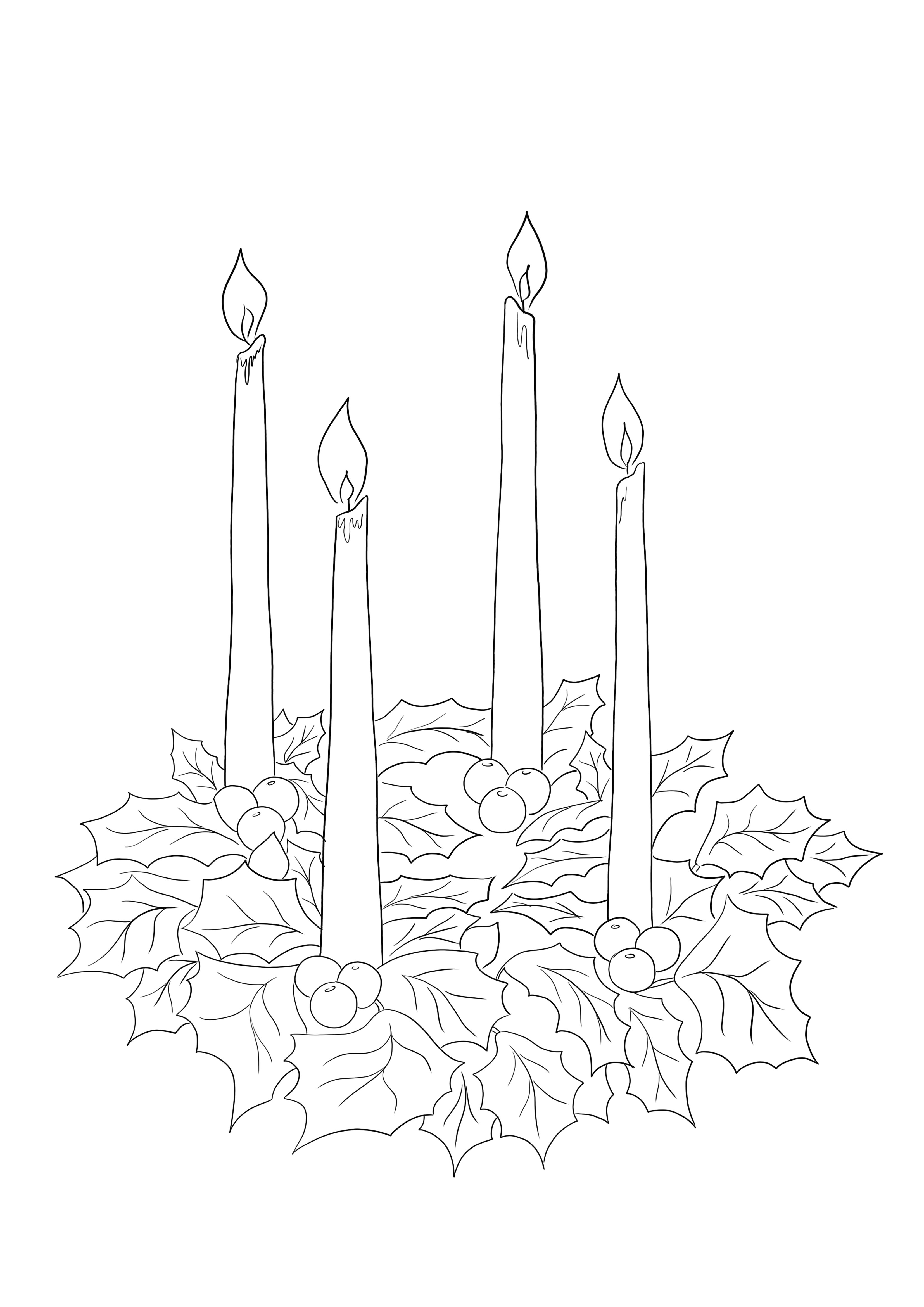 Here is a beautiful Advent Wreath coloring image free to download or print