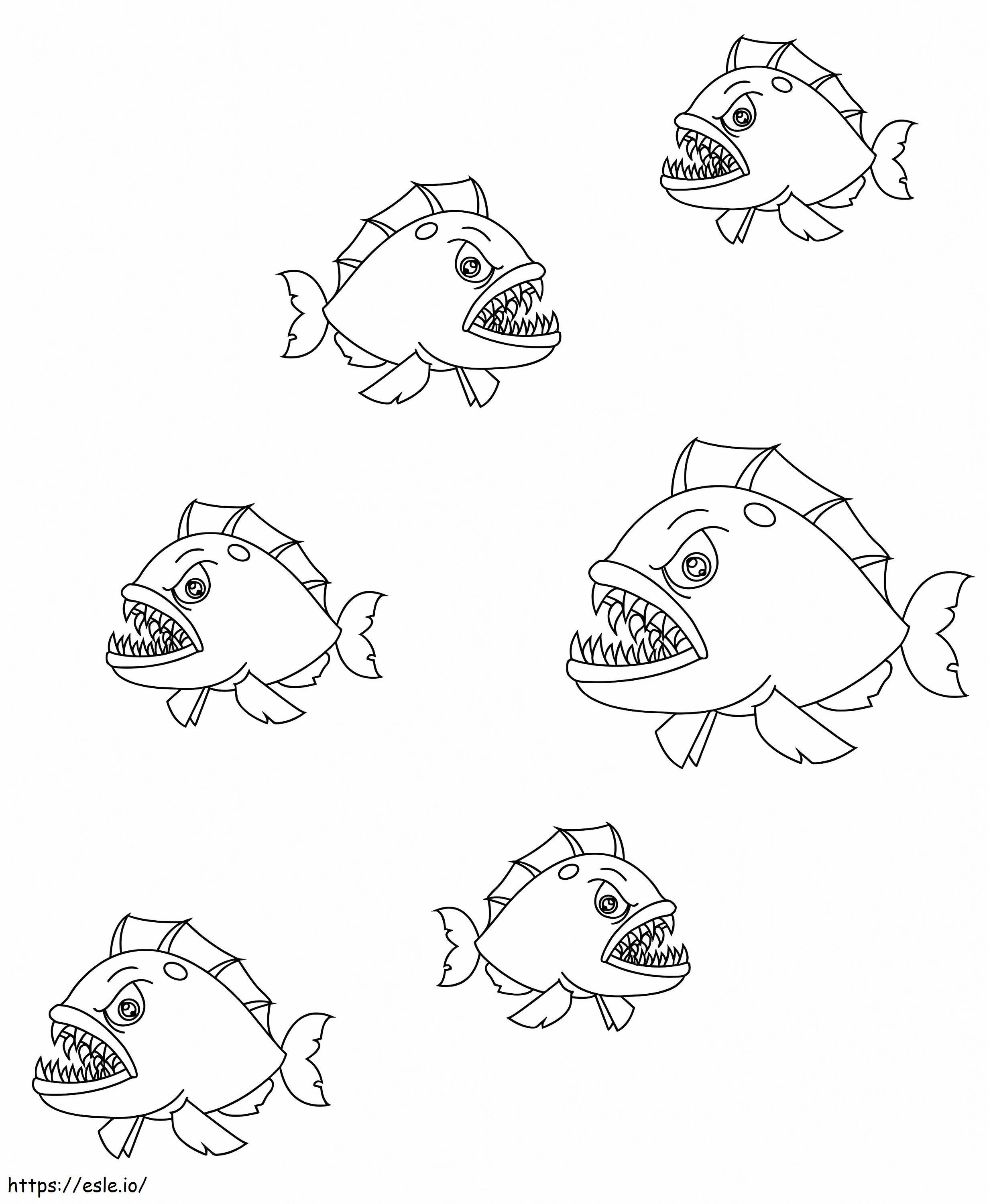 Piranhas ausmalbilder