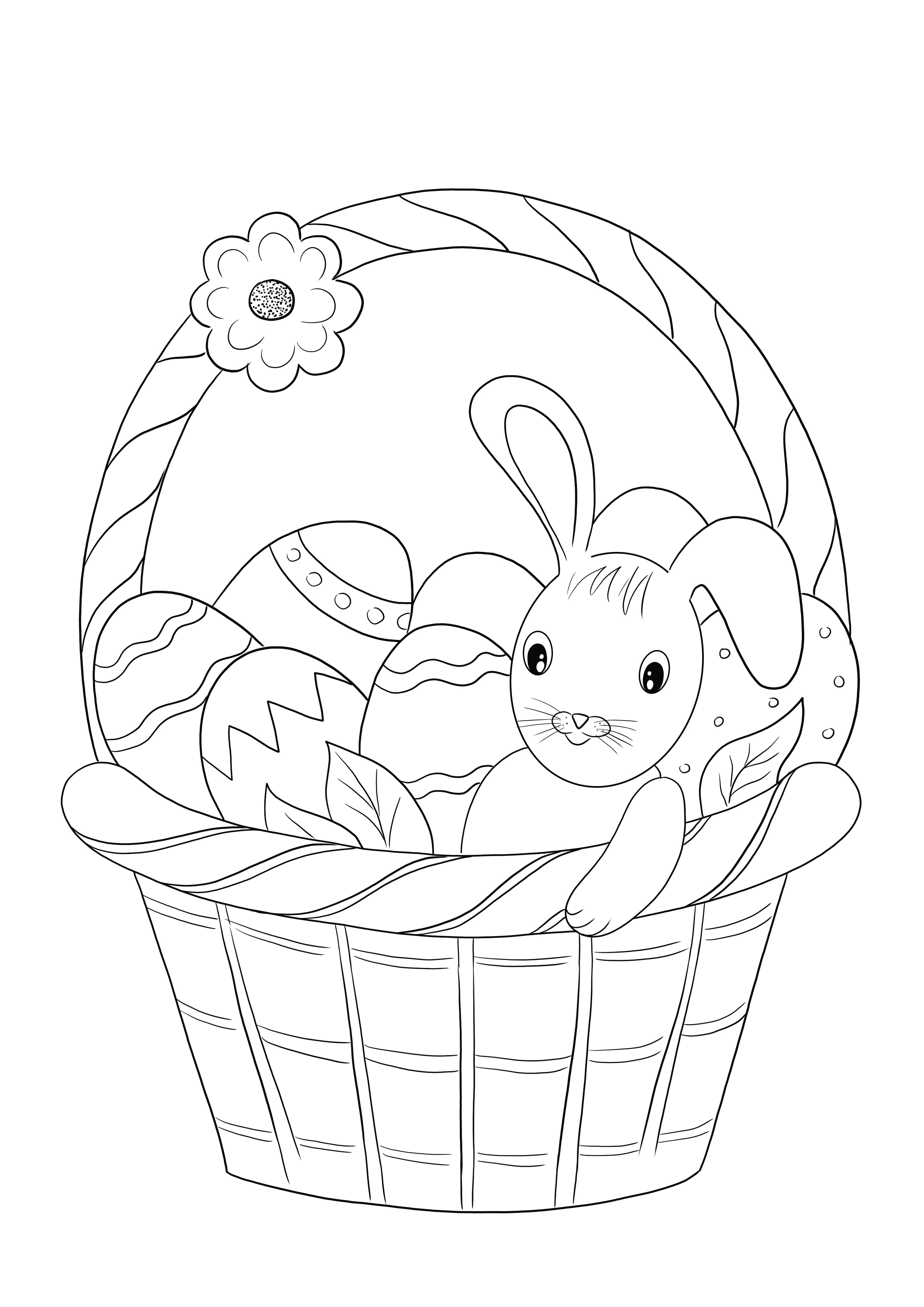An Easter Basket full of goodies is ready to be downloaded and colored by kids
