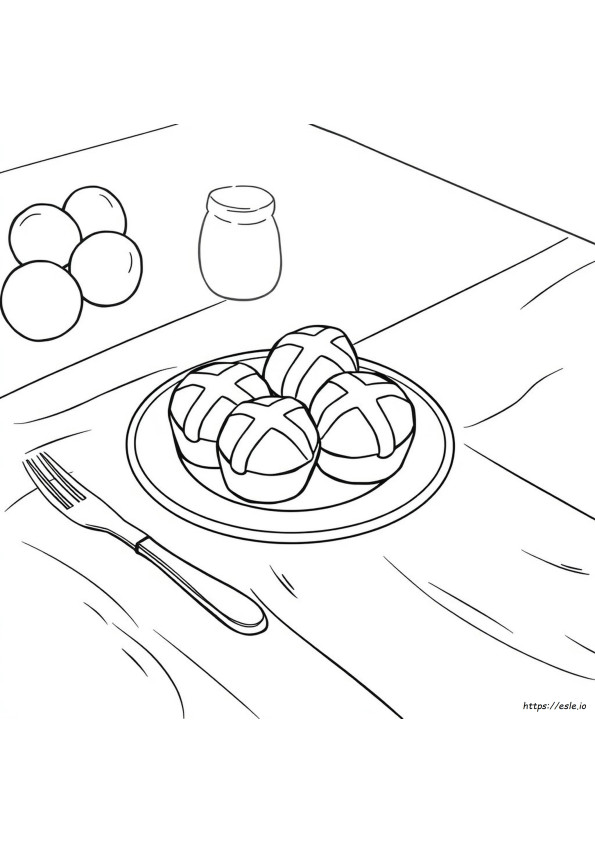 Hot Cross Buns Coloring Page