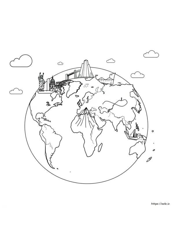 Western Hemisphere Coloring Page