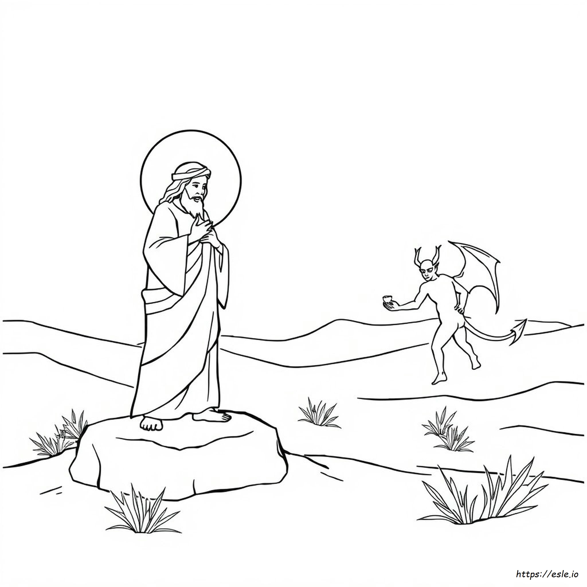 Jesus Tempted In The Desert Coloring Page