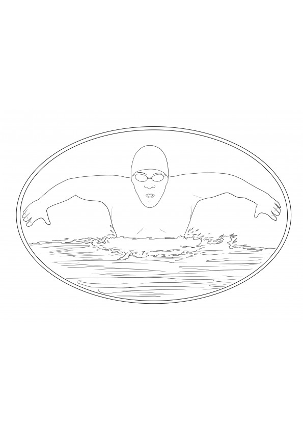 O imagine de colorat gratuită Înot ca tip de sport acvatic de descărcat și colorat