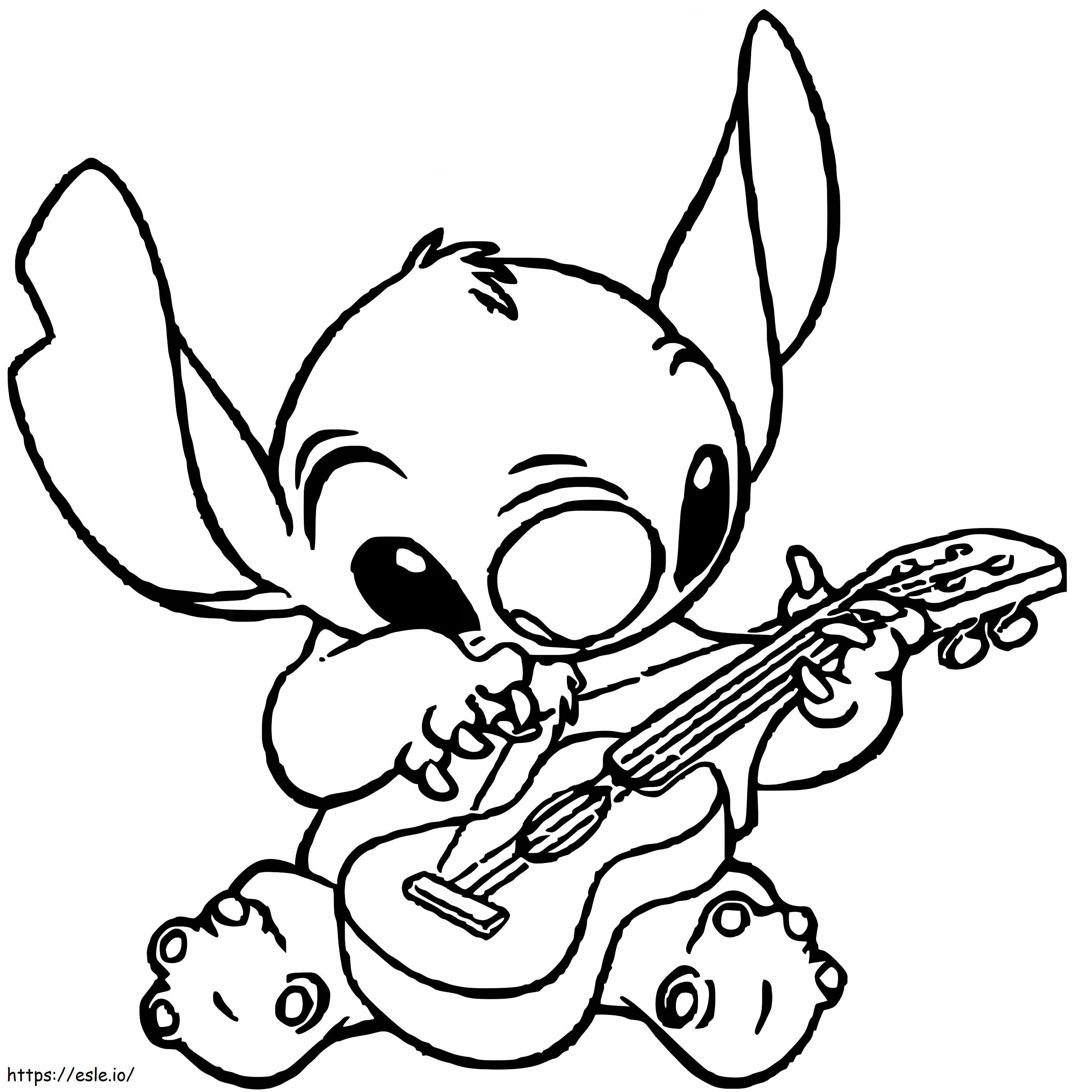 Stitch soittaa kitaraa värityskuva