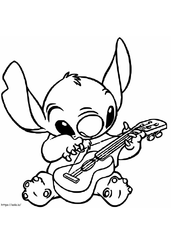Stitch Plays The Guitar coloring page