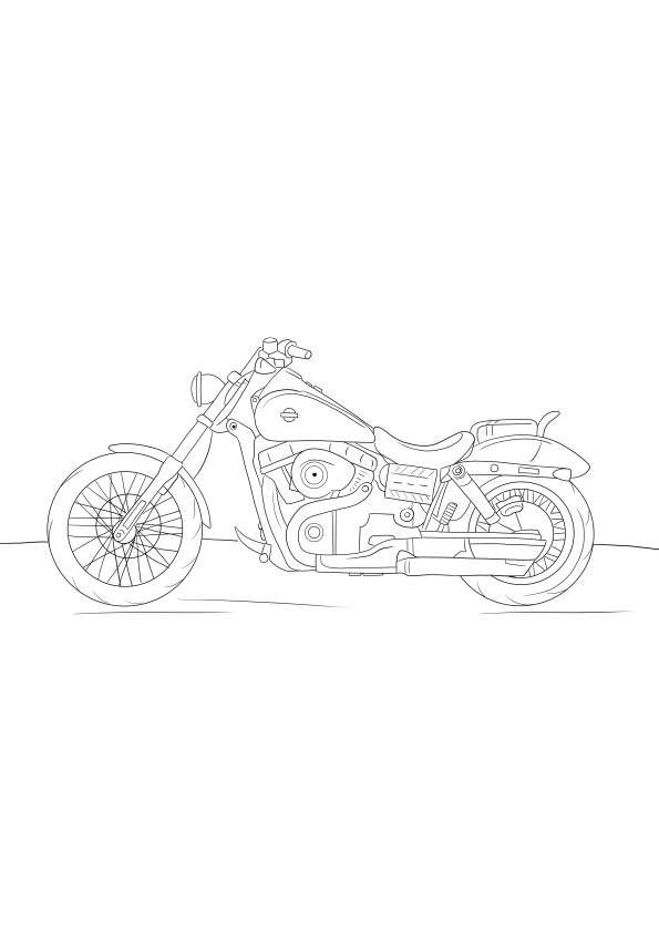 Harley Davidson Motocicletă gratuită de imprimat și ușor de colorat și de învățat