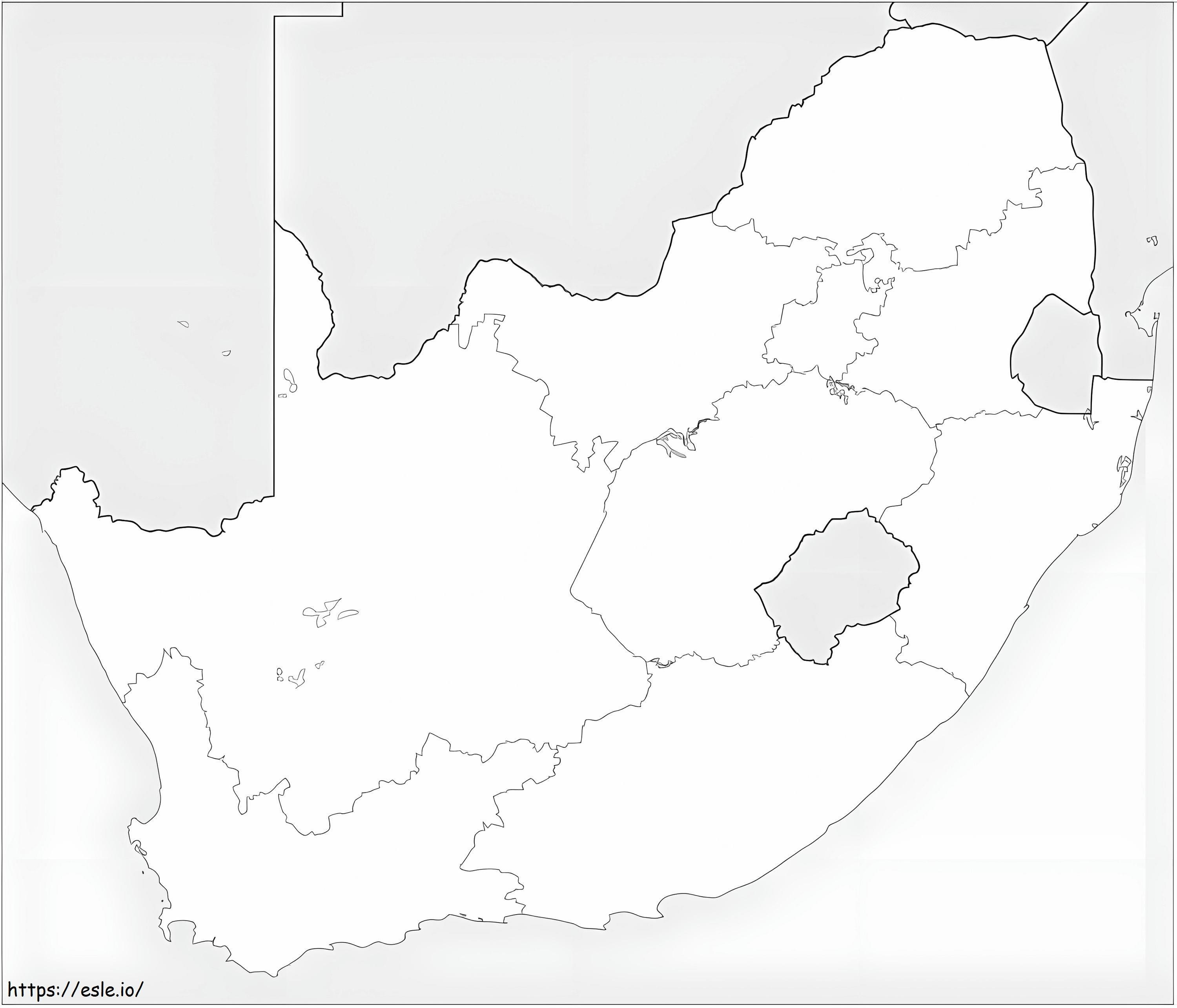 Mapa de Sudáfrica para colorear