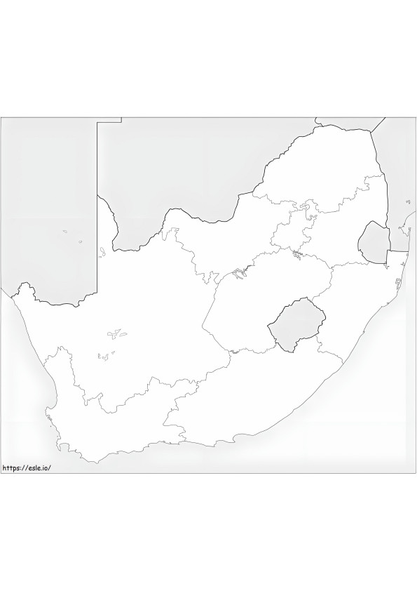 Zuid-Afrika kaart kleurplaat