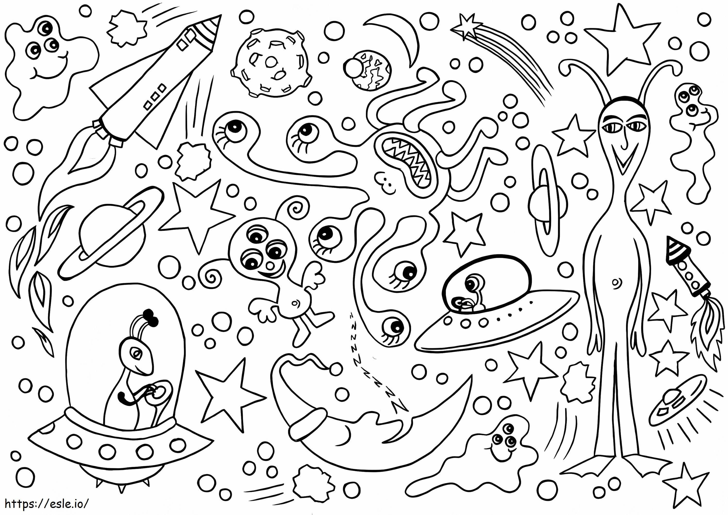 Space Aliens coloring page