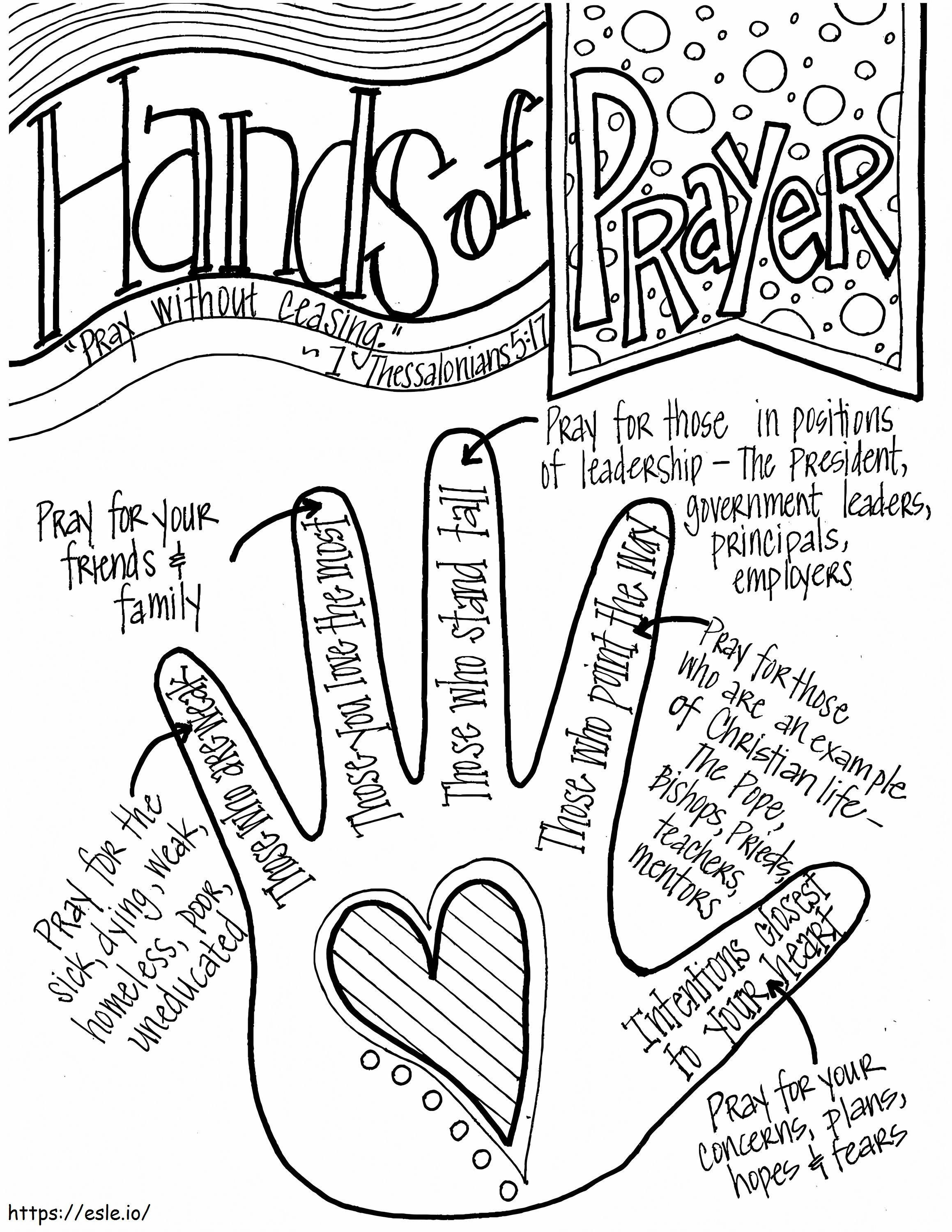 mãos de oração para colorir