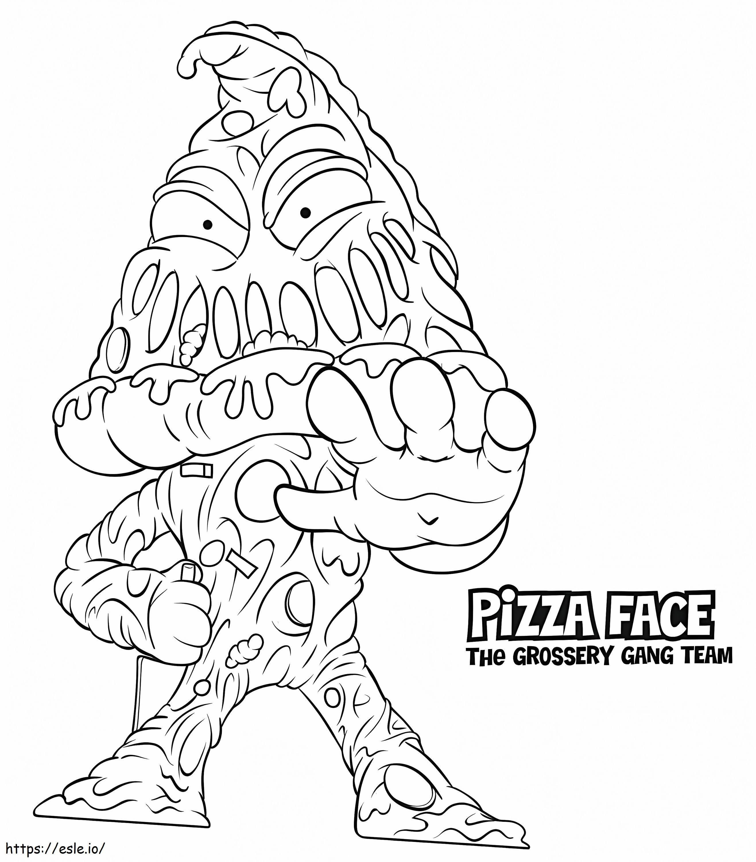 Pandilla de Grossery de cara de pizza para colorear