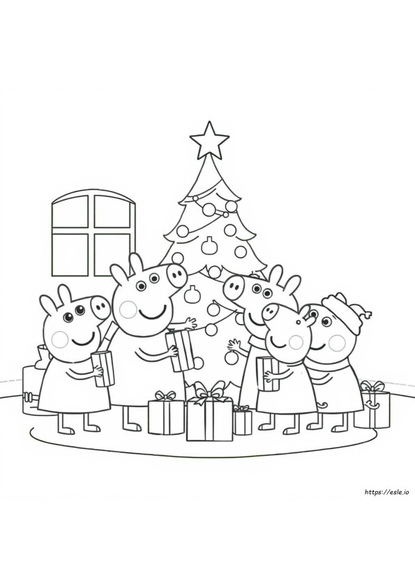 Peppa Christmas Colouring Pages