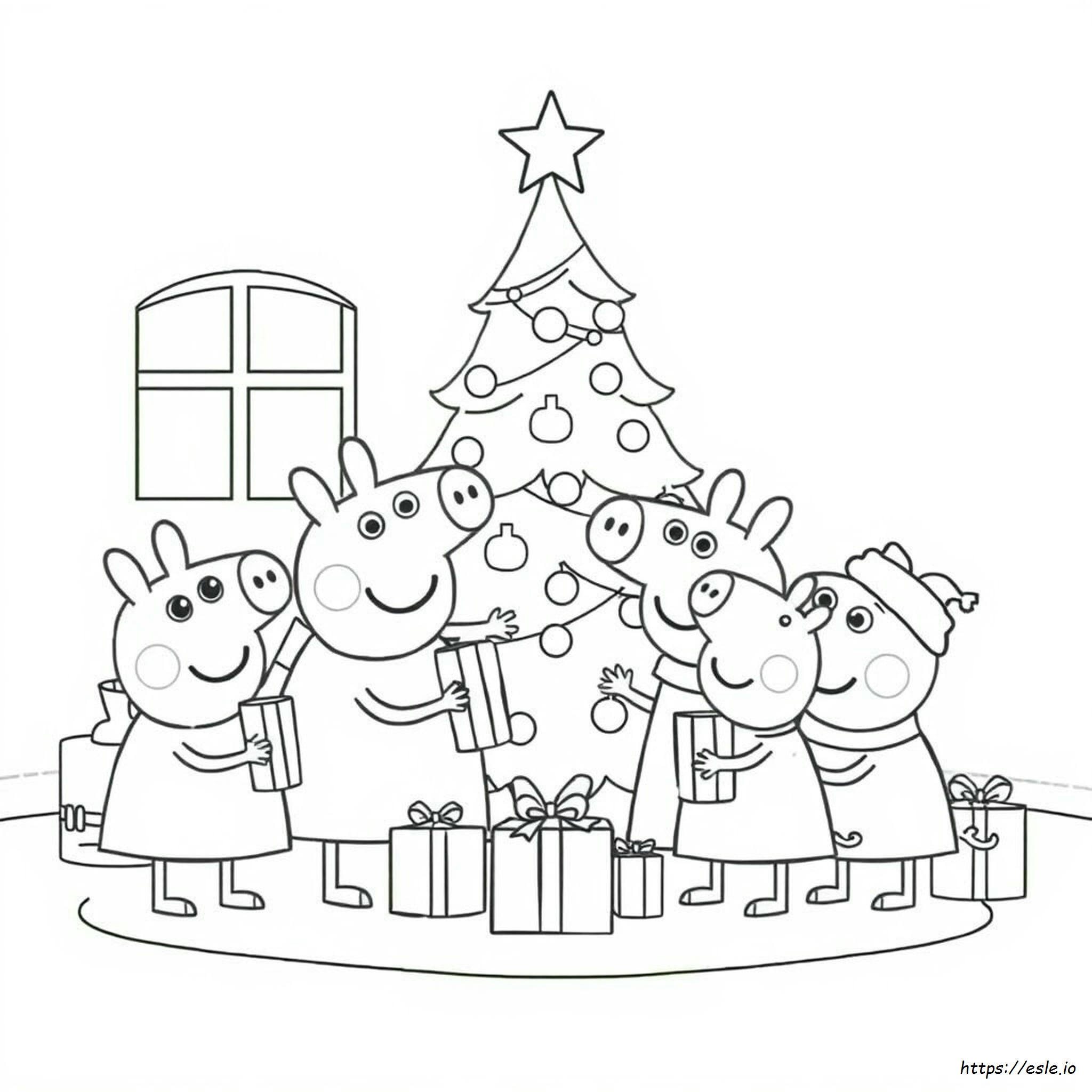 Peppa Christmas Colouring Pages