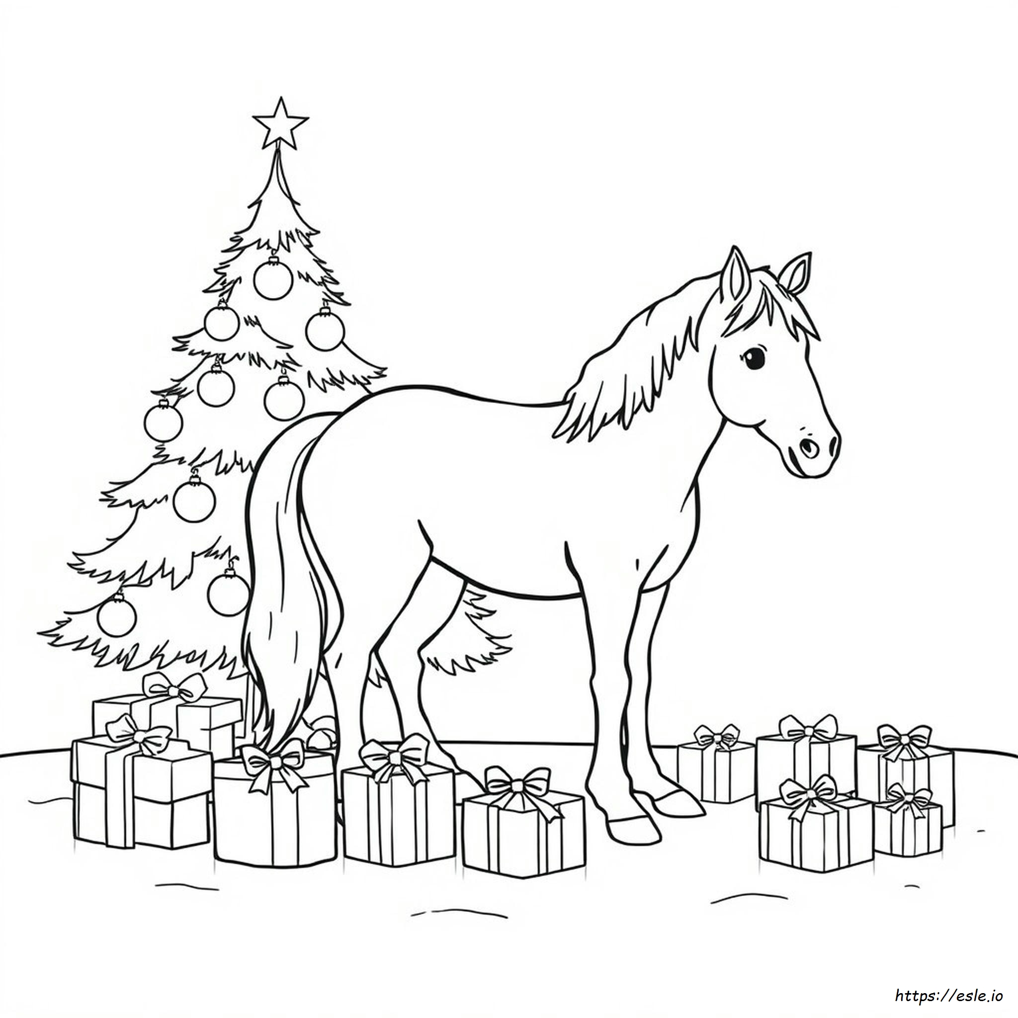Christmas Horse Colouring In
