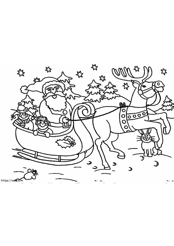 Santa Claus Zittend Op Een Sneeuwscooter kleurplaat