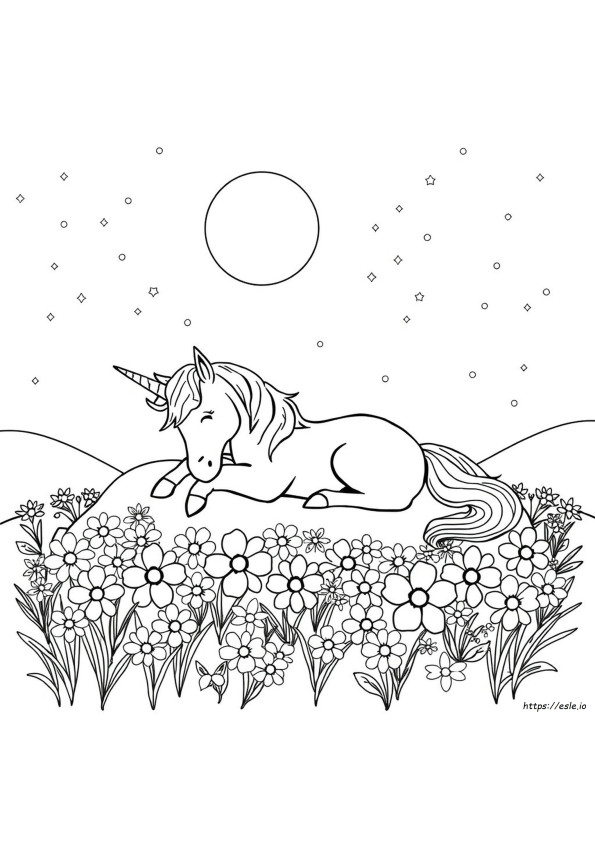Sleeping Unicorn Coloring Page