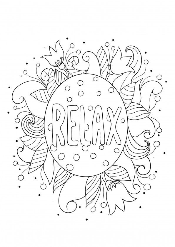 Relax kelime boyama sayfası ücretsiz indirilebilir ve çocuklar için rahatlamak için renklendirilebilir.