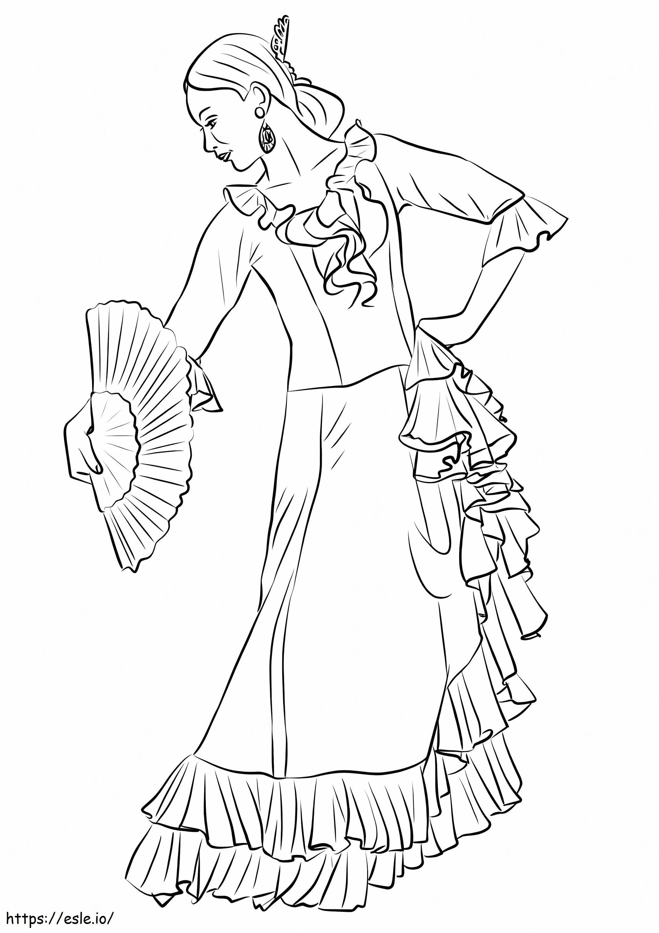 Spanish Flamenco Dancer coloring page