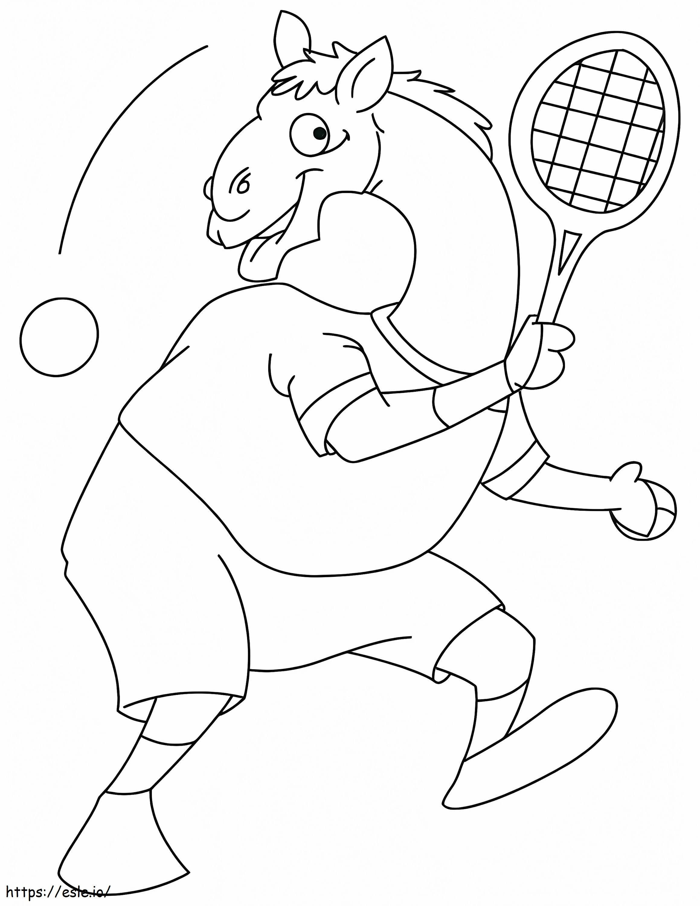 Il cammello gioca a tennis da colorare