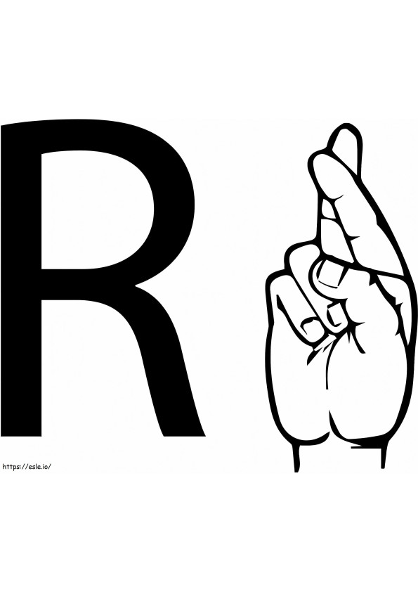 Letter R And Hand coloring page