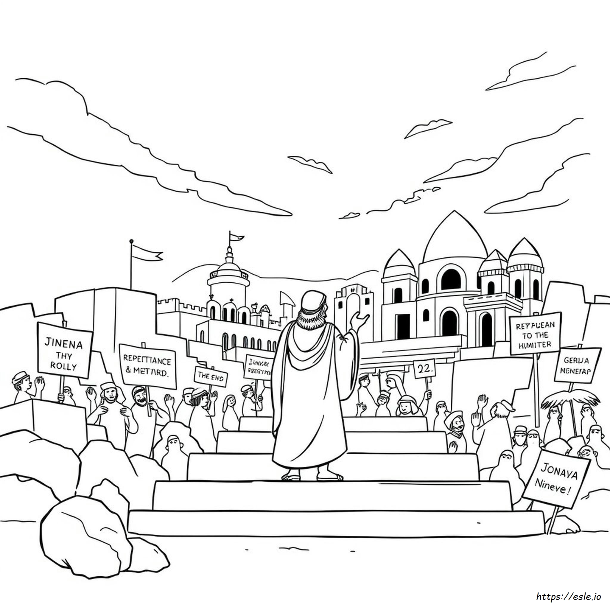 Nineveh Repents Jonah In Nineveh Coloring Page
