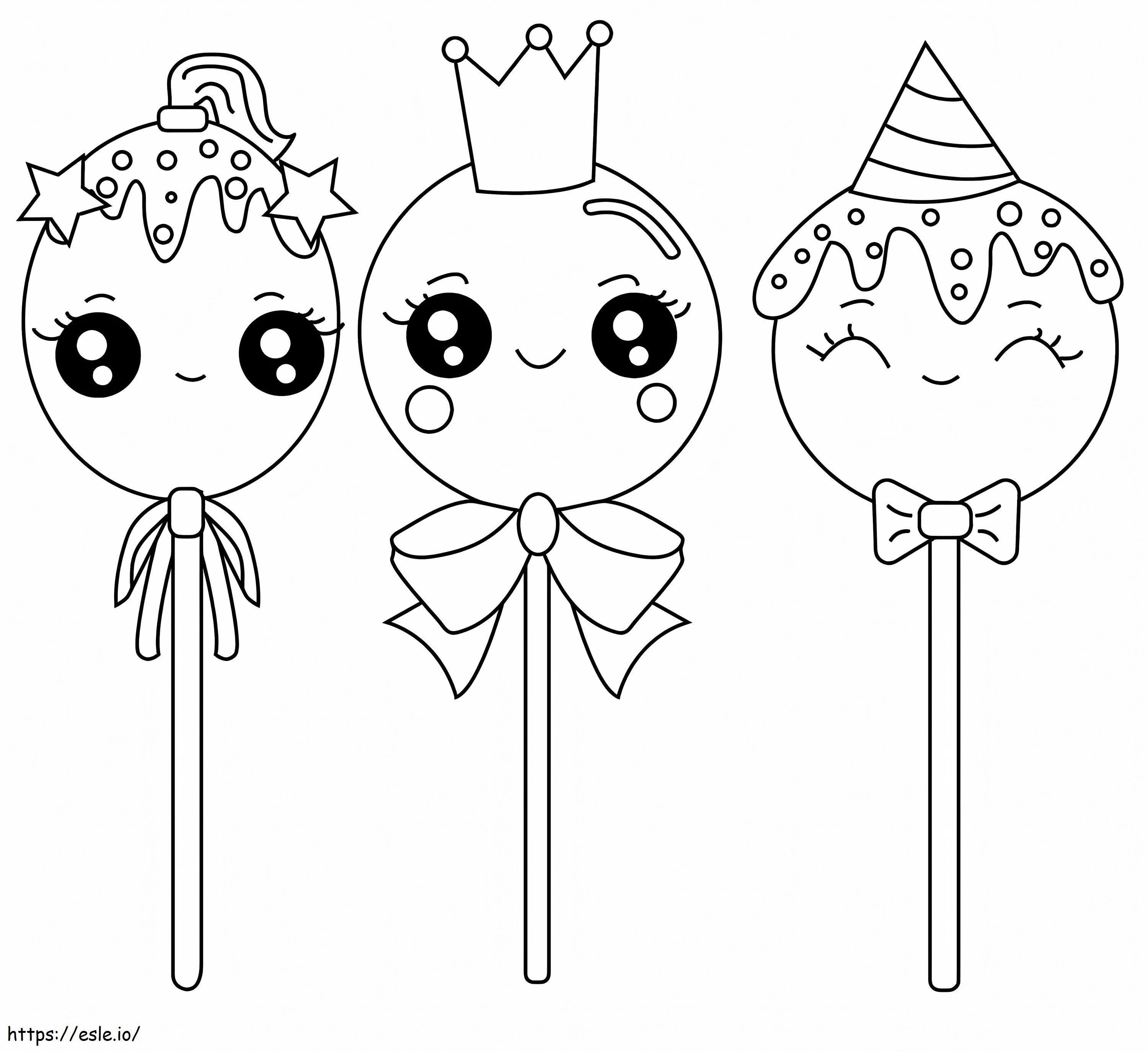 Three Sweets Smiling coloring page