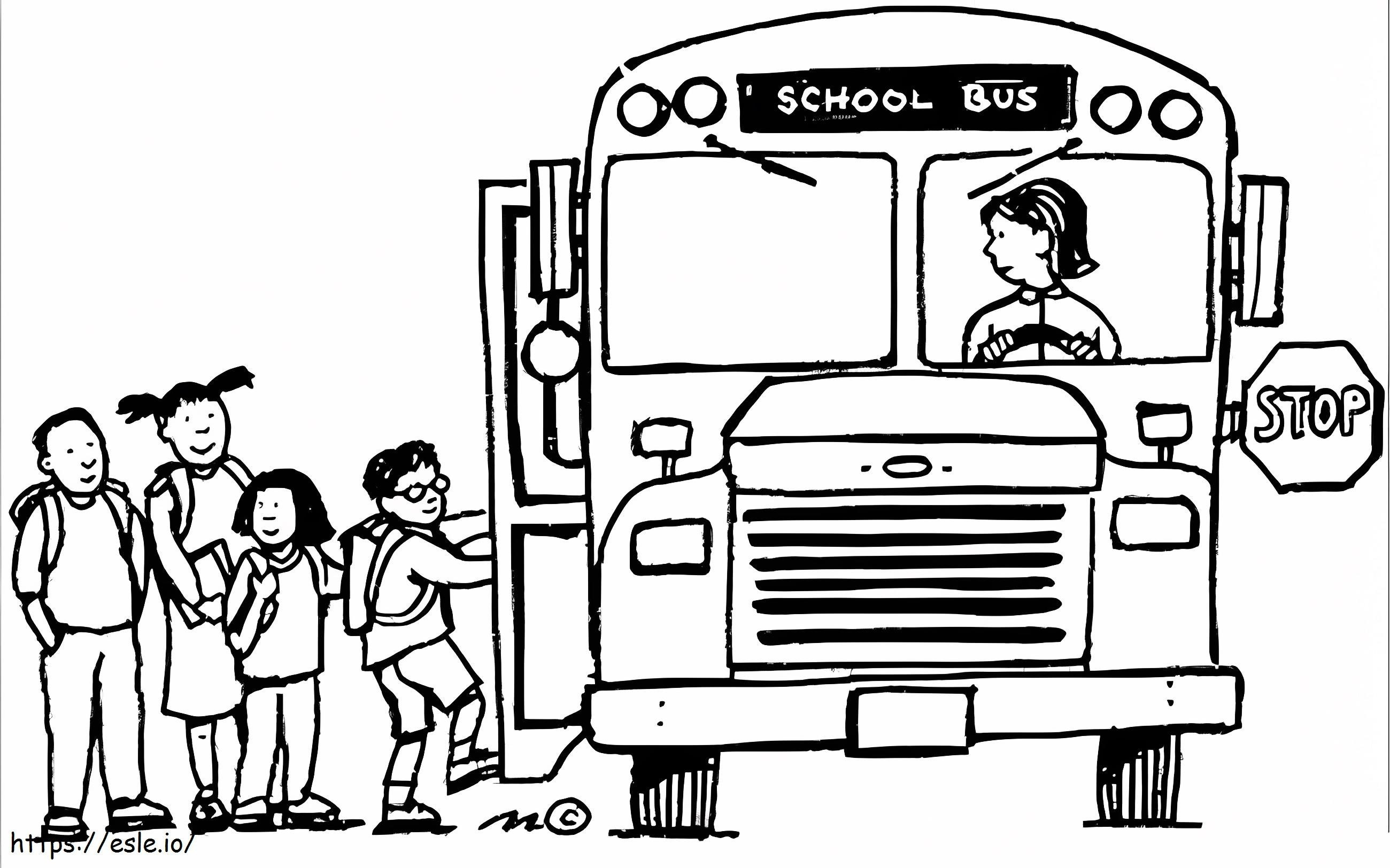 Printable School Bus Stop coloring page