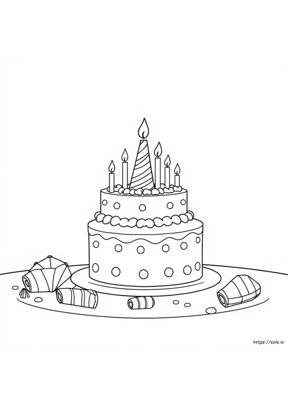 Torta Di Compleanno Facile Da Colorare E Disegnare Con Il Colore