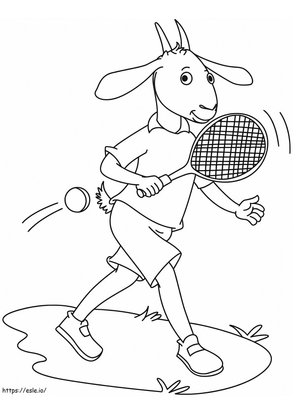Goat Playing Tennis coloring page