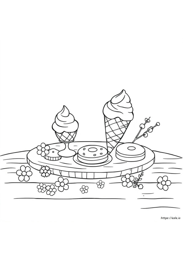 Comida Kawaii: Sobremesa Simples Para Colorir