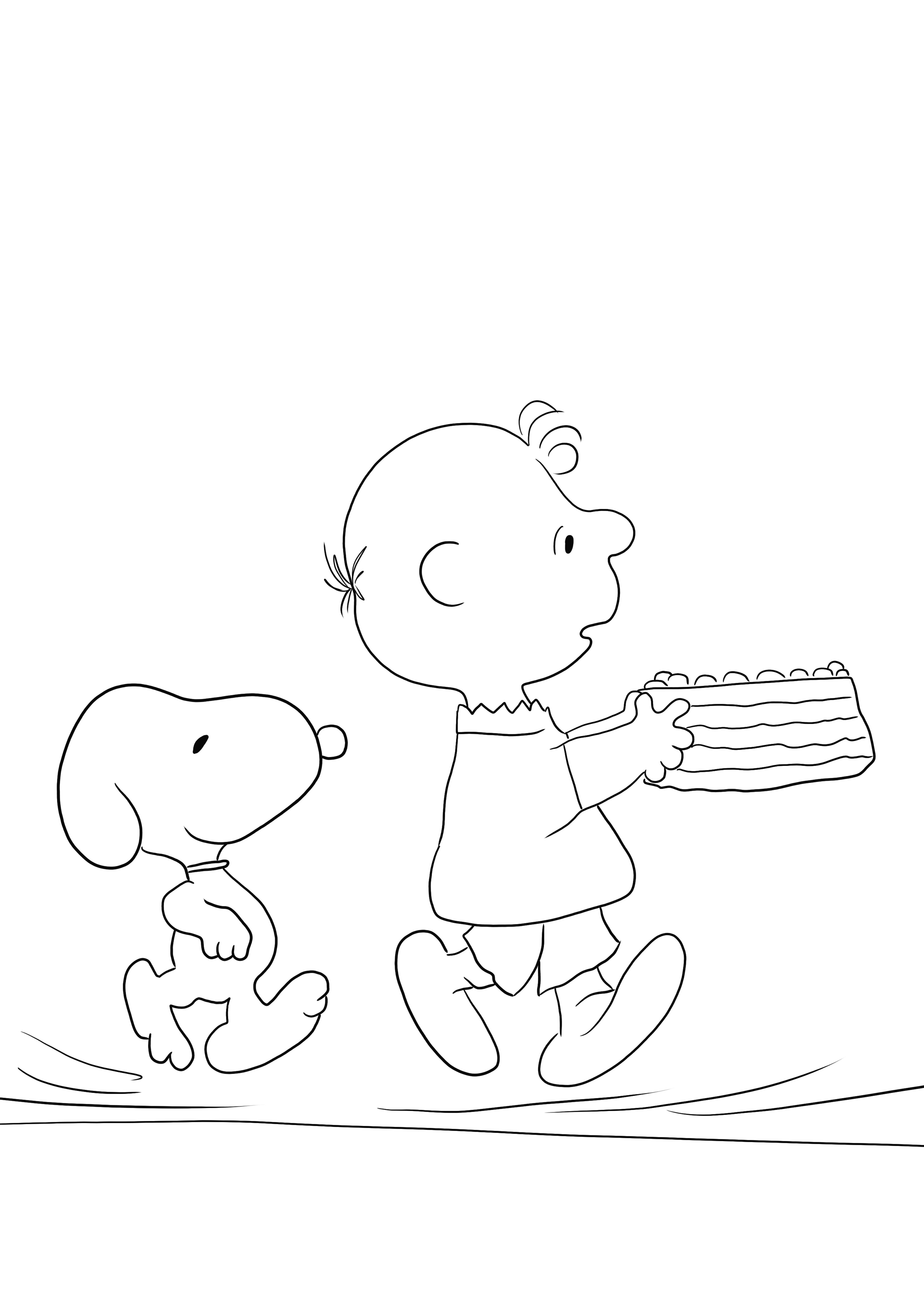 Simples e grátis para imprimir folha de colorir do Snoopy Birthday para aprender com diversão