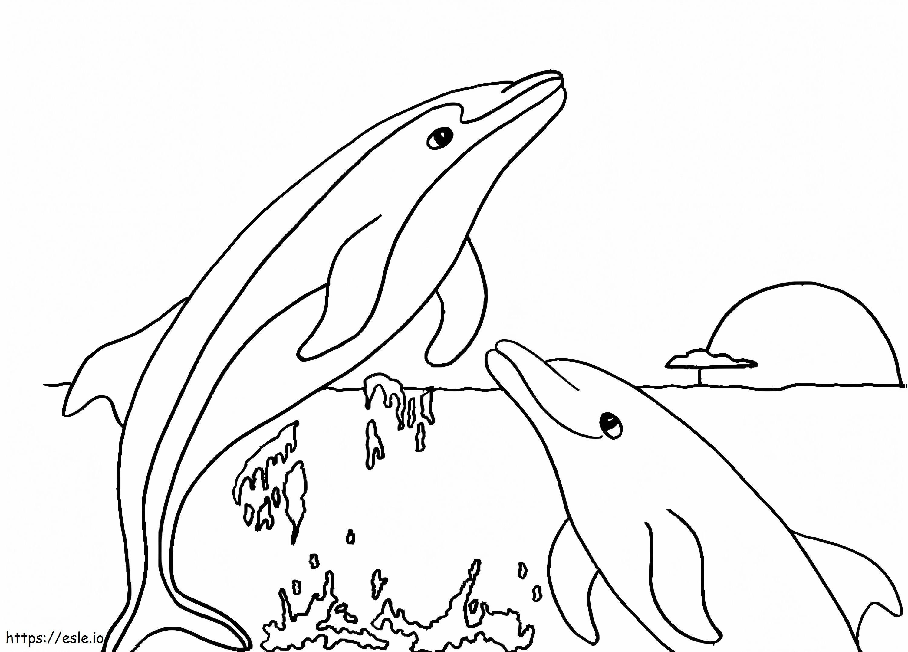 Delfiny do druku kolorowanka