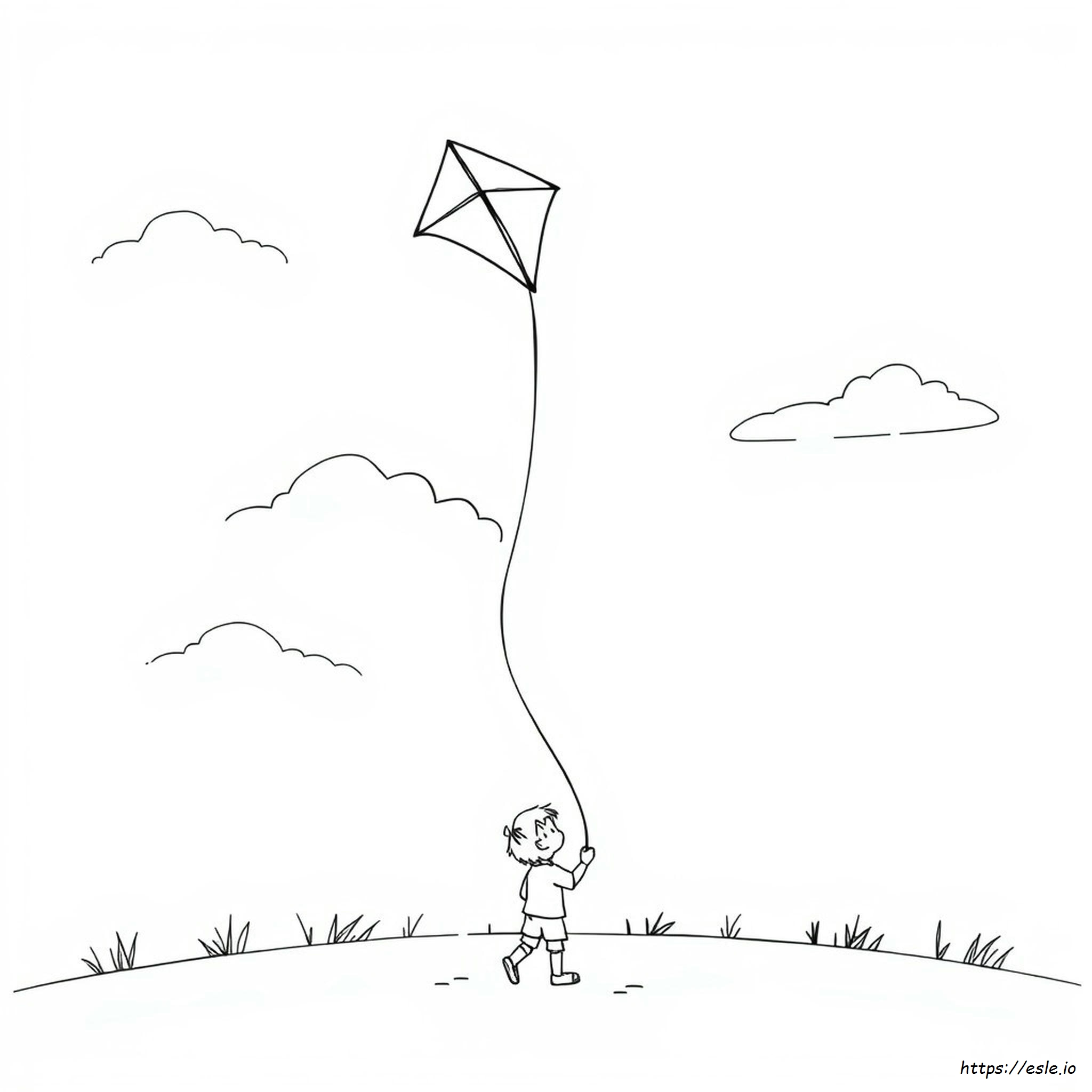 Drawing Simple Kite Coloring Page
