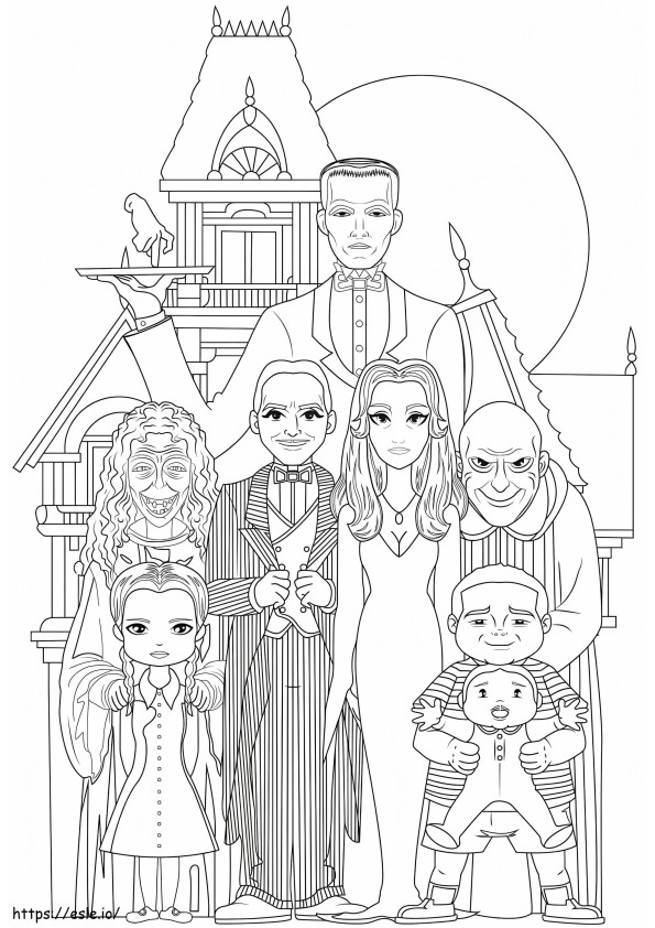 Afdrukbare The Addams Family kleurplaat